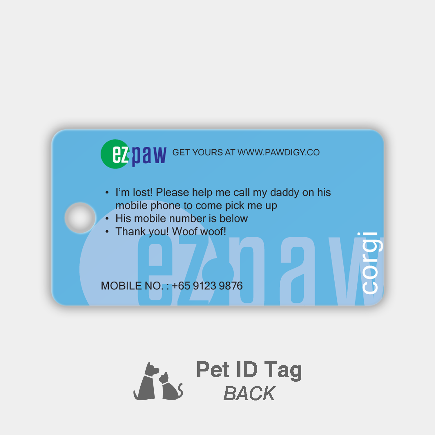 Petducation Secondary/Pre-U Student Pass - Pet ID tag (Back)
